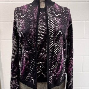 St. John Black and Purple Snakeskin Print